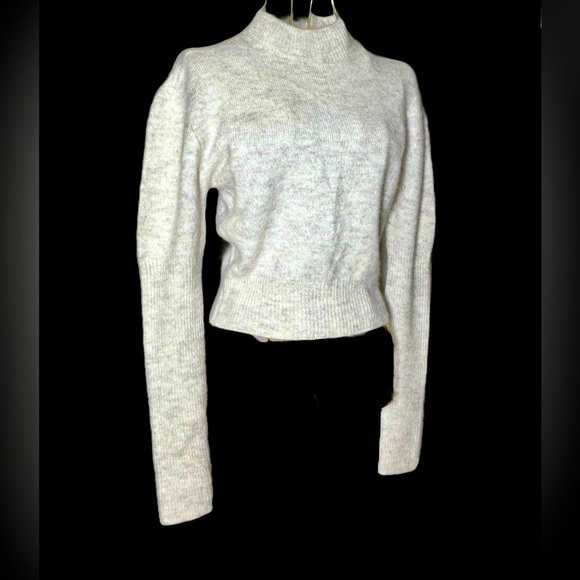 NWT Madewell Alpaca-Blend Mockneck Puff Sleeve Sweater in Light Heather Gray XXS - Picture 5 of 16
